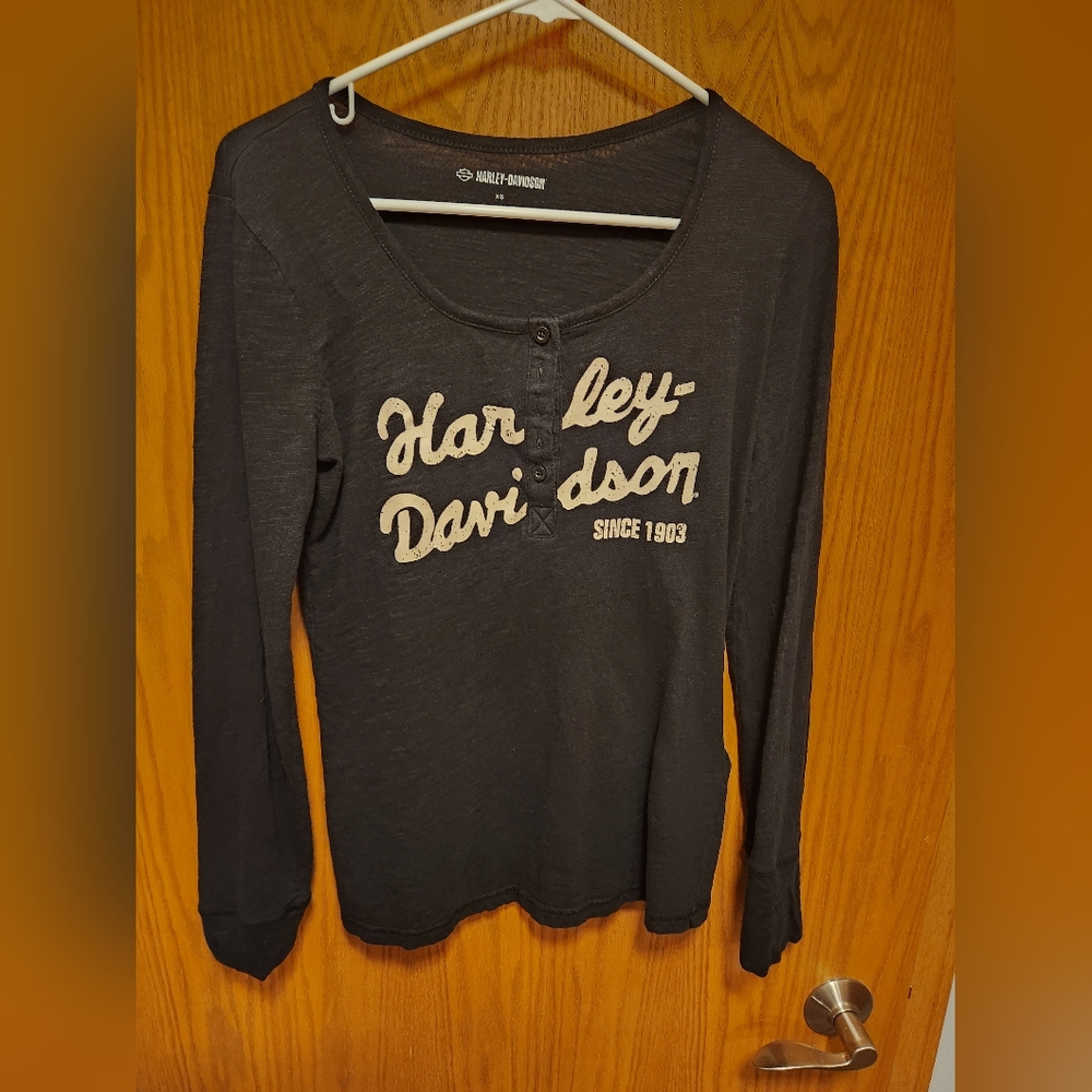 Harley Davidson Womens Henley T, long sleeve, XS